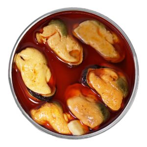 Mejillones fritos en escabeche de las rías gallegas José Peña en lata abierta
