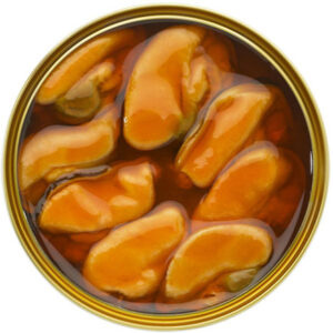 Mejillones fritos en escabeche Rosa Lafuente 10 piezas grandes DOP Mejillón de Galicia vista superior detalle conserva gourmet