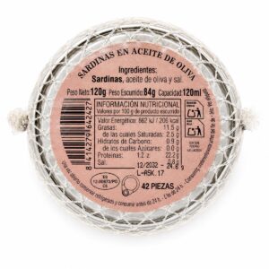Etiqueta de Navajas al Natural de las Rías Gallegas Rosa Lafuente 6 piezas 111 g con ingredientes e información nutricional