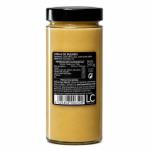 Etiqueta posterior de Crema de Puerro La Catedral de Navarra 590 g con ingredientes e información nutricional
