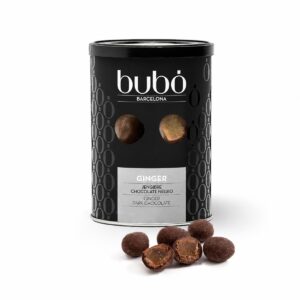 Jengibre Confitado con Chocolate Negro BUBÓ Barcelona 190 g en lata negra