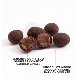 Jengibre confitado con chocolate negro BUBÓ Barcelona corte interior