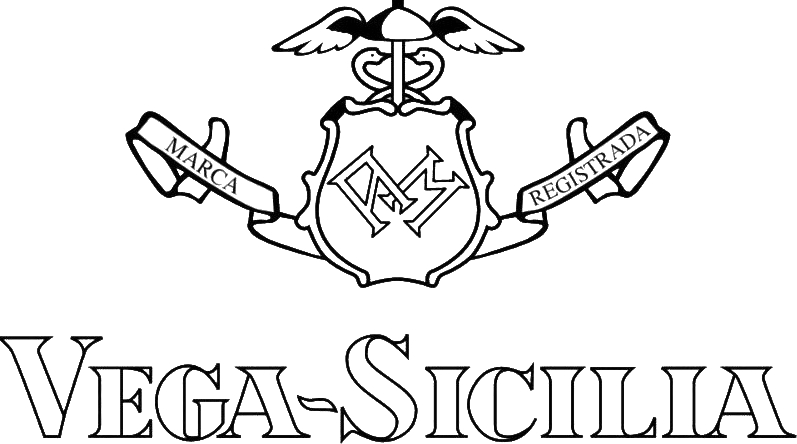 Logotipo oficial Bodegas Vega Sicilia en blanco y negro
