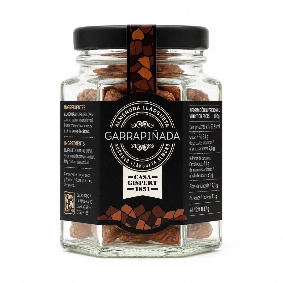 Garrapiñada de Almendra Casa Gispert 50 g Garrapiñada de Almendra Casa Gispert 50 g en tarro de vidrio