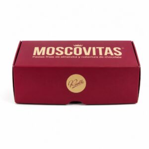 Moscovitas Clásicas Rialto de Almendra y Chocolate 160 g en caja roja cerrada