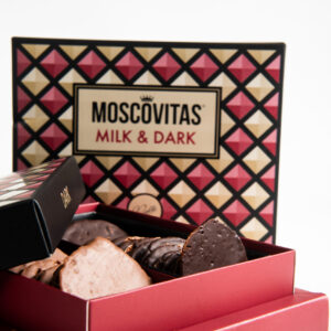 Detalle moscovitas mixtas chocolate con leche y chocolate negro 320 g