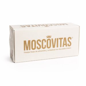 Moscovitas White Rialto de Almendra y Chocolate Blanco 160 g en caja blanca cerrada