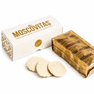 Moscovitas White Rialto de Almendra y Chocolate Blanco 160 g con caja y envoltorio dorado