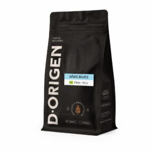 Café de Especialidad Perú Añas Blues Filtro D·Origen en grano, bolsa negra de café tostado de especialidad para filtro