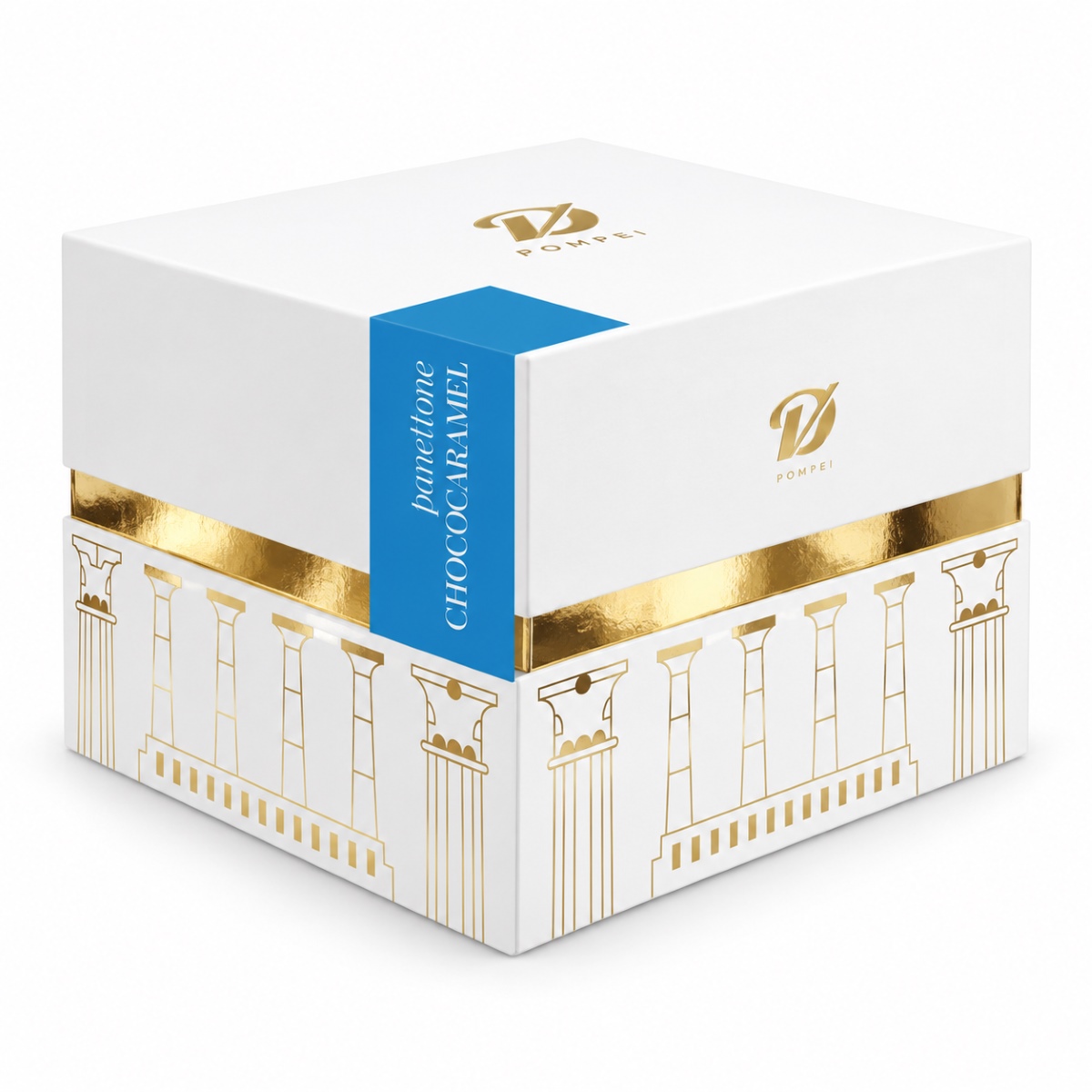 Panettone Chococaramel De Vivo · 1 kg · Caja Regalo Panettone Chococaramel De Vivo 1 kg en caja regalo blanca y dorada