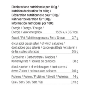 informacion nutricional pasta con azafran y trufa tartuflanghe 100g