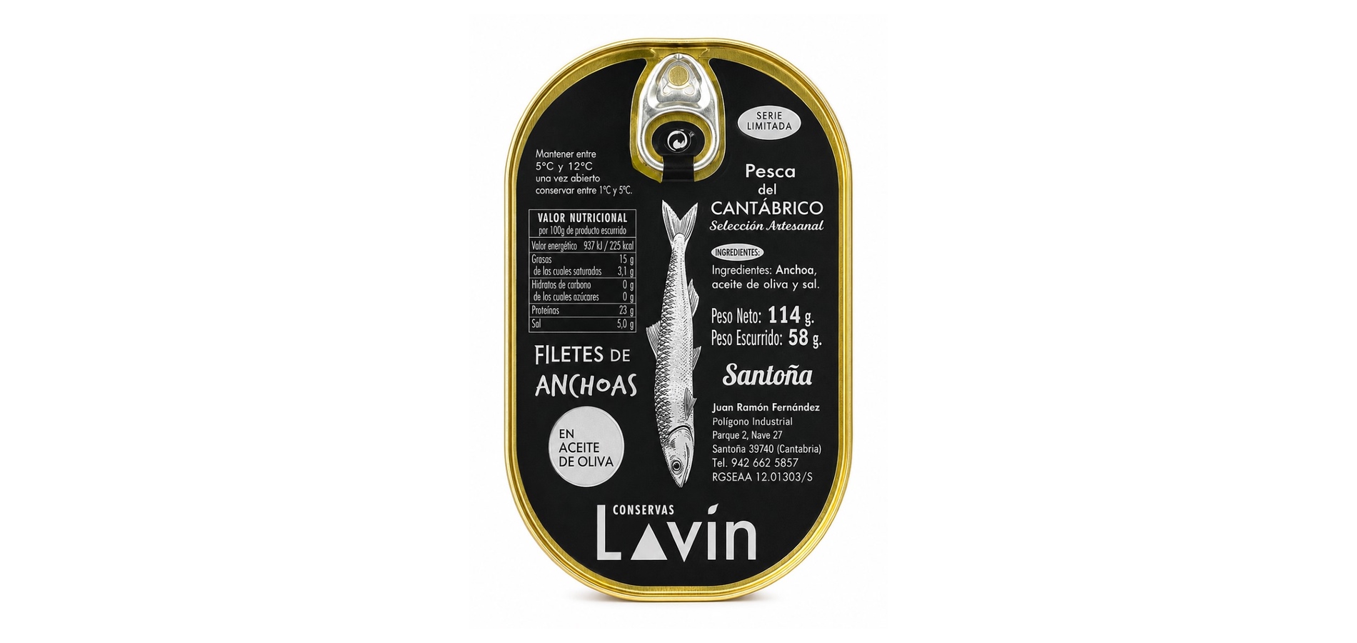 Anchoa del Cantábrico con piel Hansa Serie Limitada Conservas Lavín 114 g