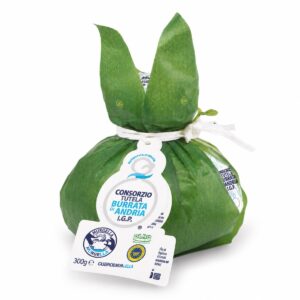 Burrata di Andria IGP Murgella 300g en envase original verde