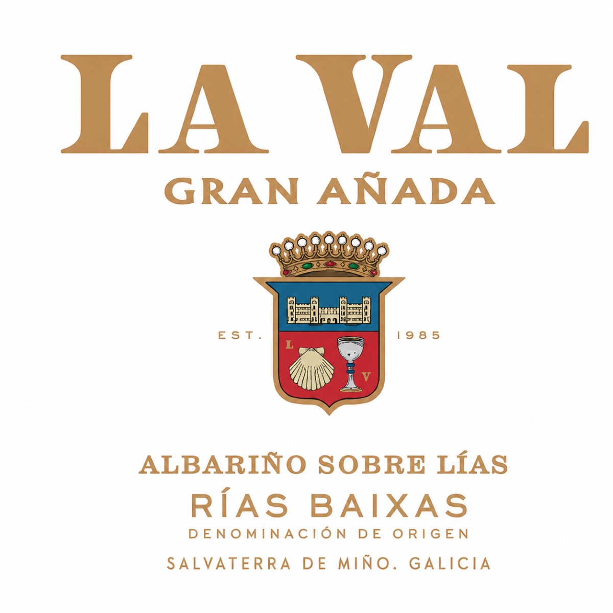 La Val Gran Añada 2019 Albariño Rías Baixas etiqueta Etiqueta de La Val Gran Añada 2019 Albariño sobre lías Rías Baixas