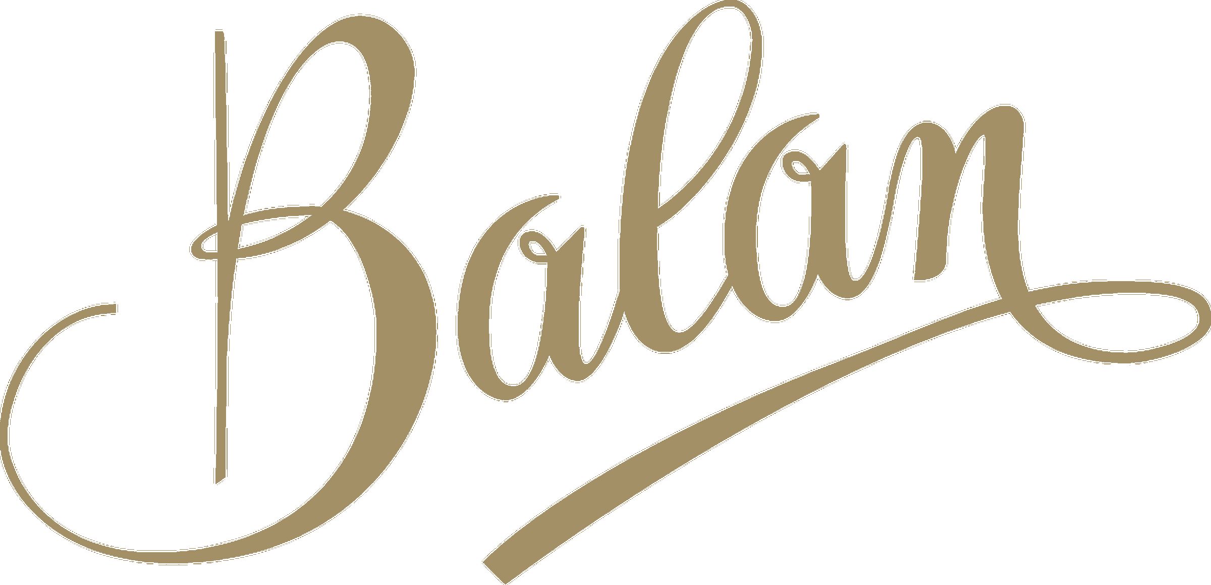 Logotipo Balan en dorado sobre fondo blanco