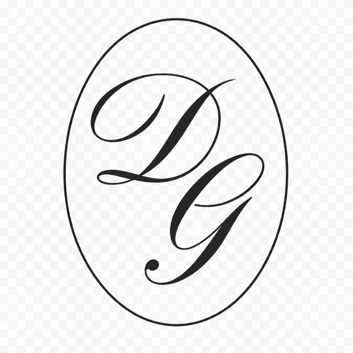 Logotipo Domaine Gentile con iniciales DG en negro dentro de óvalo sobre fondo transparente