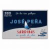 Sardinas en Aceite de Oliva Xouba de Rianxo 3-5 piezas José Peña en estuche sobre fondo blanco
