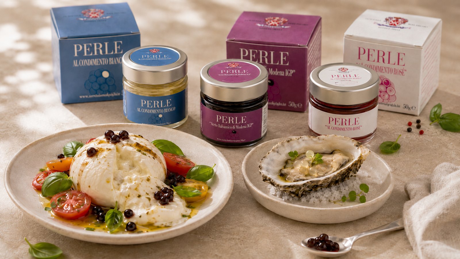Perlas de vinagre balsámico para servir con burrata italiana
