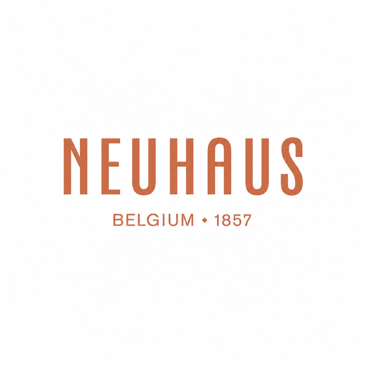 Logotipo Neuhaus Belgium 1857 en color cobre sobre fondo blanco