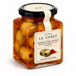 Aceitunas gordal sin hueso con aceite de oliva ahumado y pimentón Finca La Barca