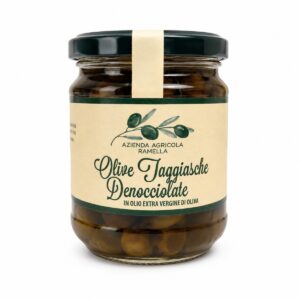 Aceitunas Taggiasche Deshuesadas en AOVE Ramella 170 g en tarro de vidrio