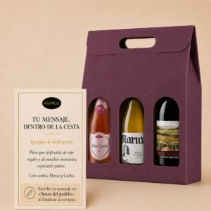 Tarjeta dedicatoria personalizada para Caja Regalo de Vinos Españoles Descubrimiento 3 botellas