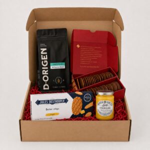 Cesta Desayuno Gourmet Premium con Café de Especialidad y Dulces 4 productos en caja regalo