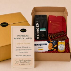 Tarjeta dedicatoria personalizada para Cesta Desayuno Gourmet Premium con Café de Especialidad y Dulces