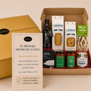 Tarjeta dedicatoria personalizada para Cesta Despensa Gourmet Vuelta a la Rutina Selección 8 productos