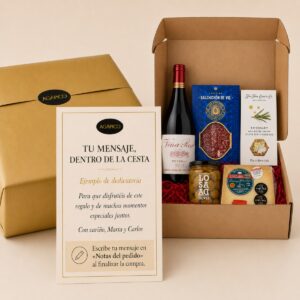 Tarjeta dedicatoria personalizada para Cesta Gourmet Rioja, Queso y Embutidos Selección 5 productos