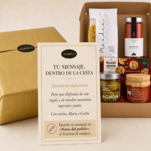 Tarjeta dedicatoria personalizada para Cesta Regalo Sin Gluten Esencial 5 productos