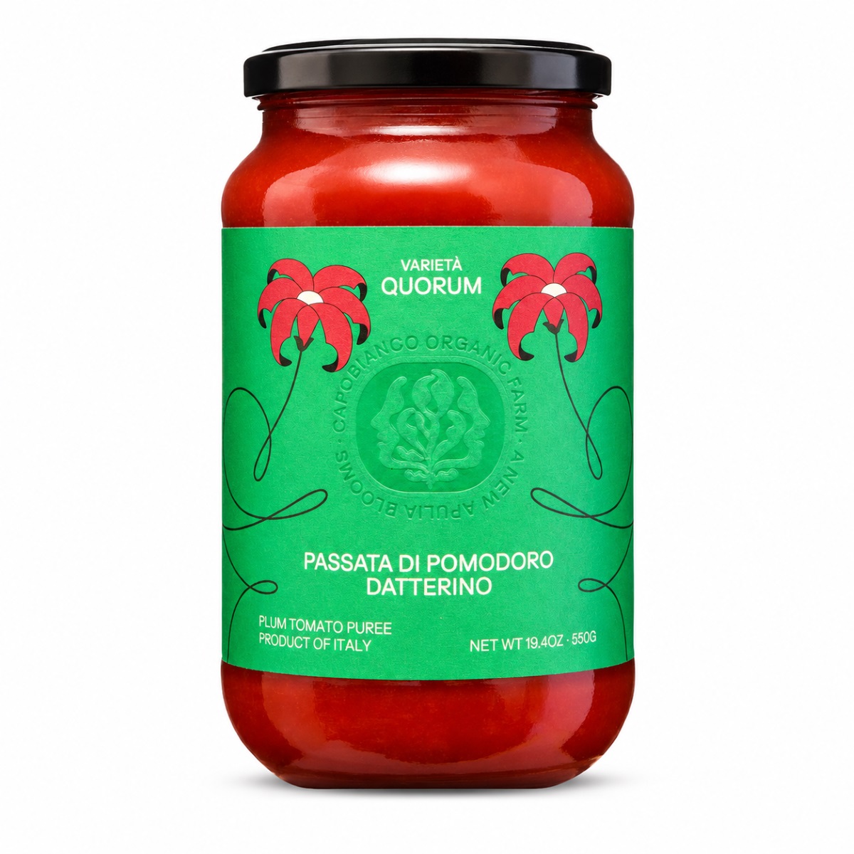 Passata de Tomate Datterino Ecológica Quorum Capobianco Farm 550 g Passata de Tomate Datterino Ecológica Quorum Capobianco Farm 550 g italiana para pasta y pizza