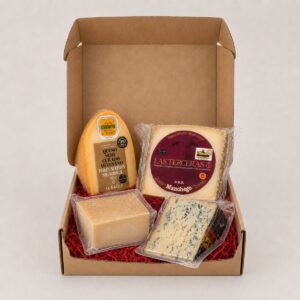 Selección Gourmet de Quesos Españoles 4 productos en caja regalo con Mahón, Manchego, queso curado y queso azul
