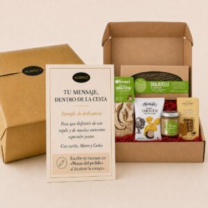 Tarjeta dedicatoria personalizada para Cesta Gourmet de Trufa y Setas Esencial 5 productos