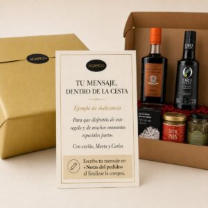Tarjeta dedicatoria para Cesta Despensa Gourmet de Autor Esencial 5 productos