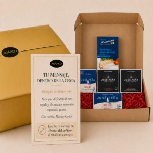 Tarjeta dedicatoria personalizada para Cesta Corporativa de Conservas Gourmet de las Rías 5 productos