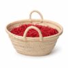 Cesta de mimbre vacía para regalo gourmet AGÁPICO con relleno rojo decorativo