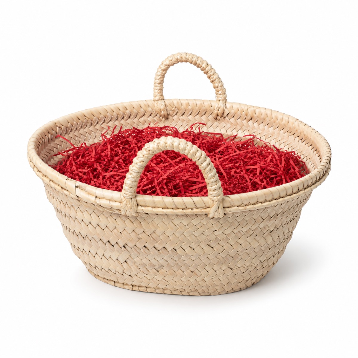 Cesta de Mimbre Vacía para Regalo Gourmet AGÁPICO Cesta de mimbre vacía para regalo gourmet AGÁPICO con relleno rojo decorativo