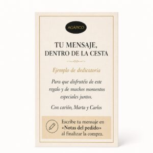 Tarjeta dedicatoria personalizada AGÁPICO para cestas de regalo gourmet