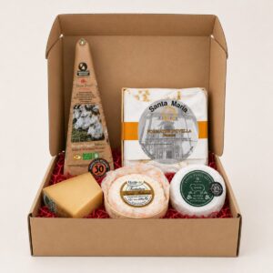 Gran Selección Premium de Quesos Europeos 5 productos en caja regalo con Parmigiano Reggiano, Comté, Saint-Félicien, Pastura con Trufa y Santa María