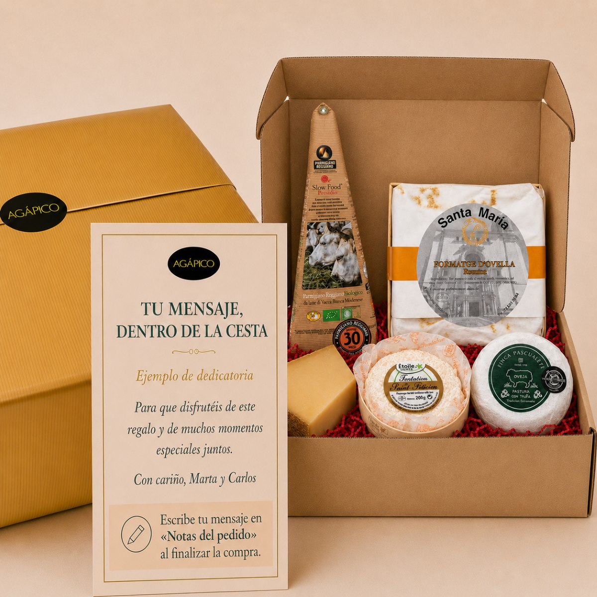 Tarjeta Gran Selección Premium de Quesos Europeos · 5 Productos Tarjeta dedicatoria personalizada para Gran Selección Premium de Quesos Europeos 5 productos