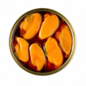 Mejillones Fritos en Escabeche Rosa Lafuente 6 piezas gigantes 111 g en lata abierta