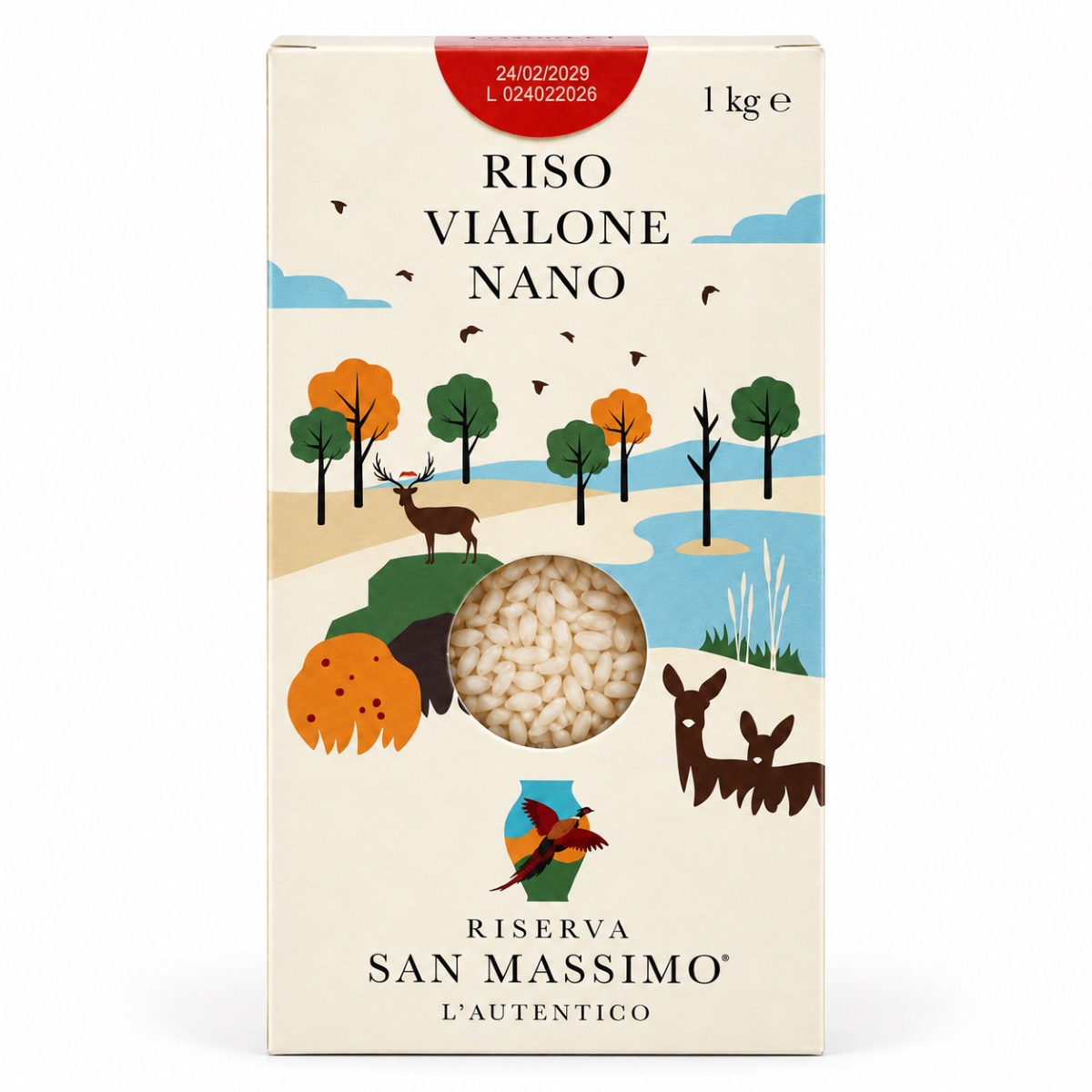 Arroz Vialone Nano Riserva San Massimo · 1 kg Arroz Vialone Nano Riserva San Massimo 1 kg en caja para risotto