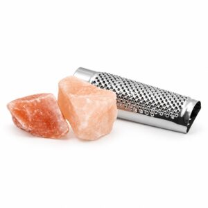 Diamante de Sal con Rallador Terre Exotique 400 g con bloques de sal rosa y rallador metálico