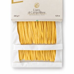 Fettuccine di Campofilone de trigo Senatore Cappelli L’Oro di Campofilone 250 g con pasta visible en el interior