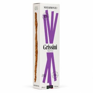 Grissini estirados a mano Rústicos Malafronte 200 g en caja vista lateral