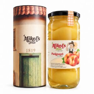 Paraguayo en Almíbar Mikel’s Fruit 720 g en tarro de cristal con estuche