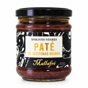 Paté de aceitunas negras con aceite de oliva virgen extra arbequina Mallafré 185 g en tarro de cristal