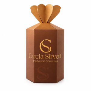 Estuche regalo Polvorón Oro García Sirvent 210 g en acabado marrón y dorado