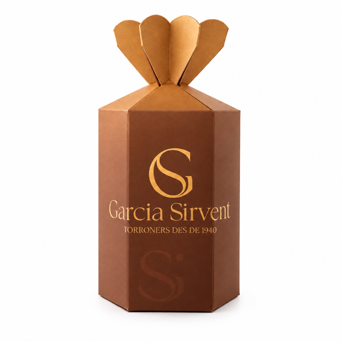 Polvorón Oro García Sirvent · 210 g · Estuche Regalo Estuche regalo Polvorón Oro García Sirvent 210 g en acabado marrón y dorado